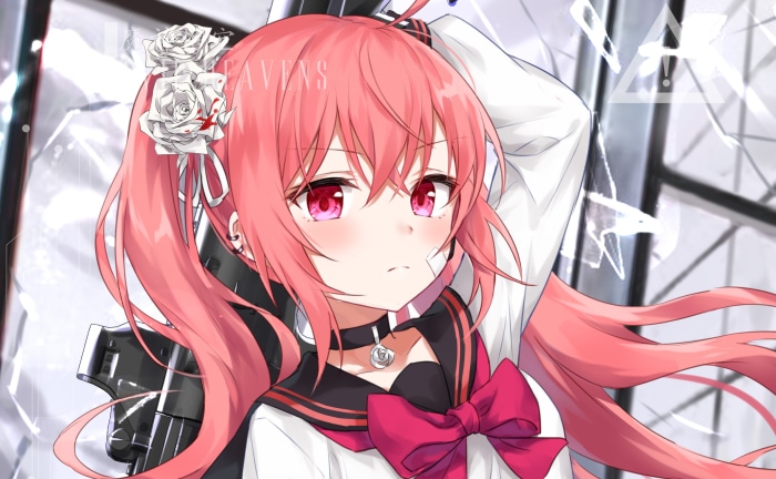 Girl with pink hair and gun
