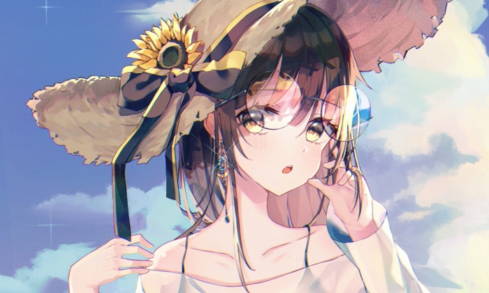 Girl with Sunflower Hat and Glasses
