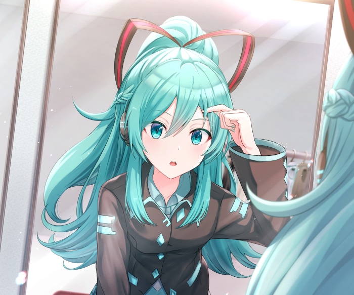 Hatsune Miku with Turquoise Hair and Cat Ear