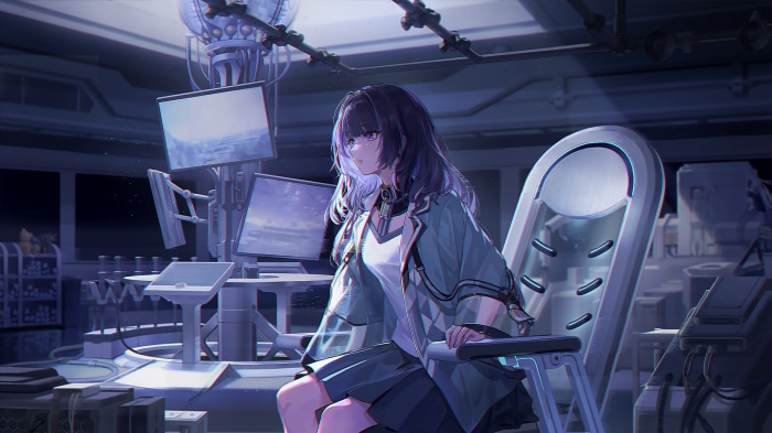 Girl in futuristic lab