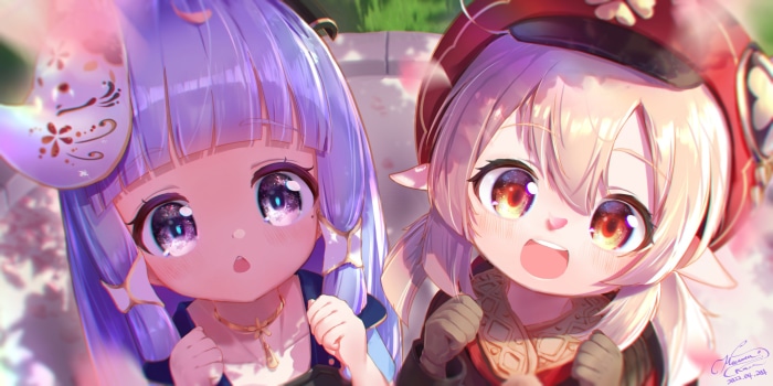Kamisato Ayaka and Klee from Genshin Impact
