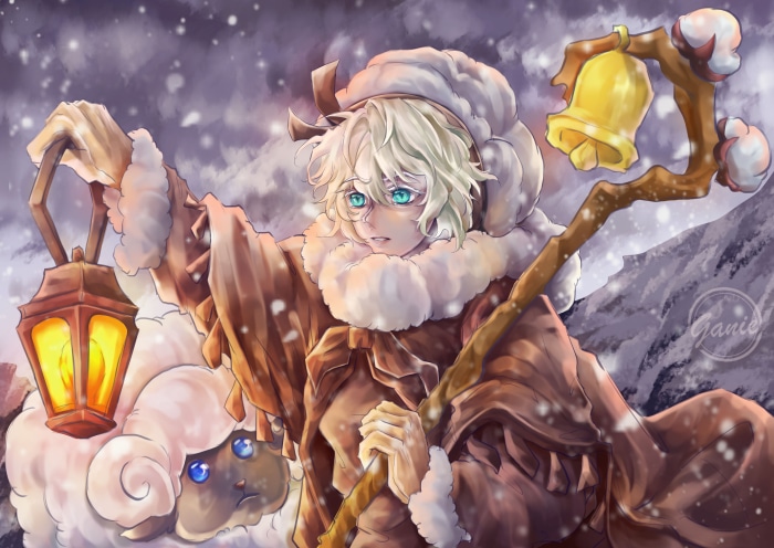 Cotton Cookie from Cookie Run Kingdom with Lantern and Sheep