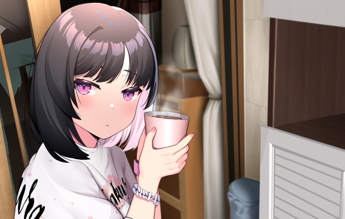 Girl holding a cup of coffee