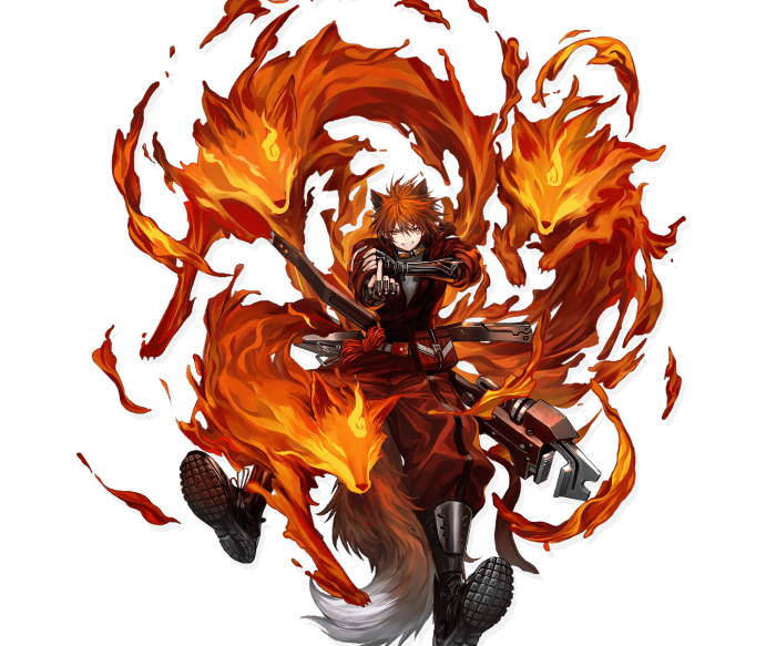 Chiave from Arknights with fire foxes