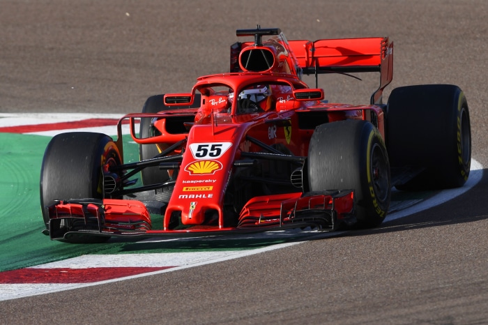 Carlos Sainz Jr. driving a Ferrari Formula 1 car