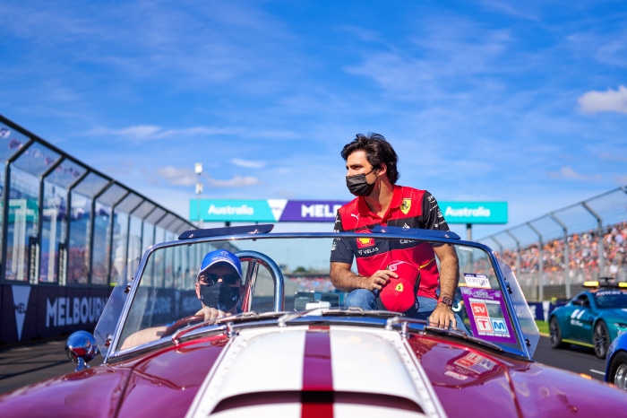 Carlos Sainz Jr. in a convertible at Melbourne