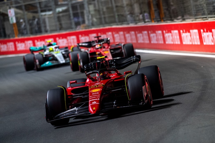 Carlos Sainz Jr. in a Ferrari Formula 1 car