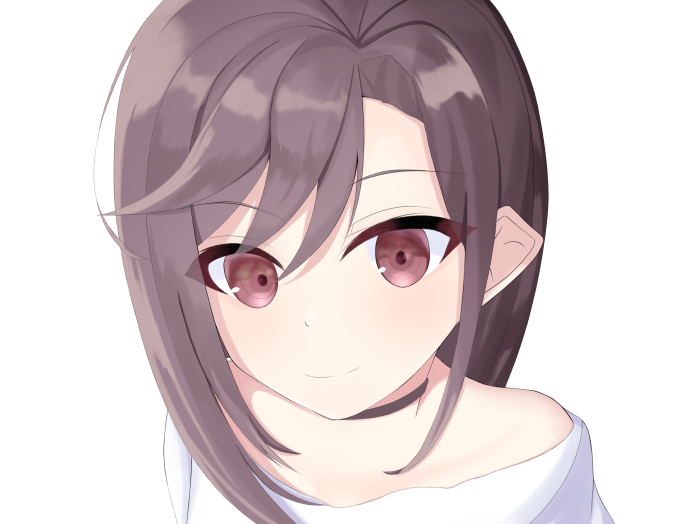 Anime girl with purple hair and red eyes