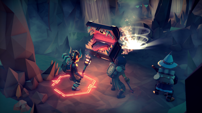 For The King characters near a monster chest