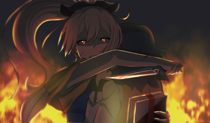 Menou from The Executioner And Her Way Of Life with knife