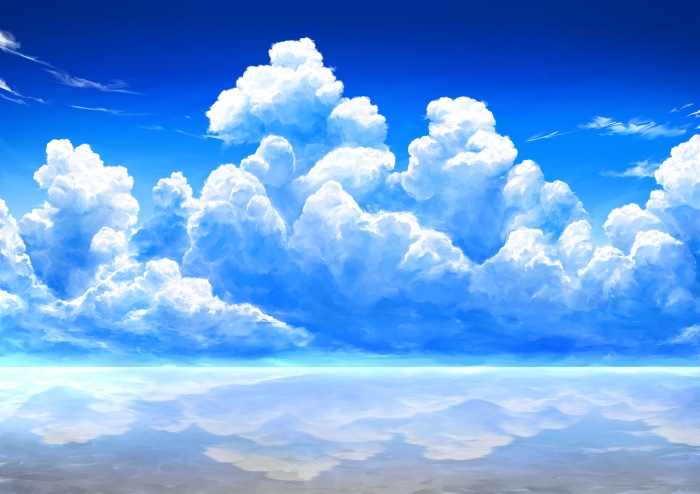 Blue Sky with Clouds and Reflection 4K