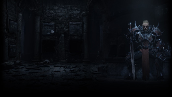 King Arthur: Knights Tale character in a crypt