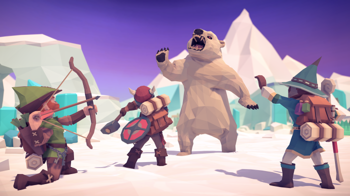 For The King Low Poly Characters Fighting Polar Bear