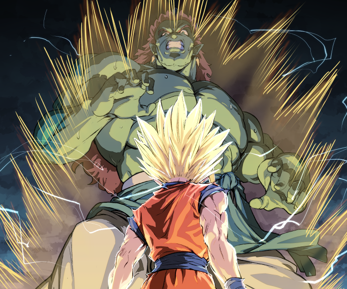 Goku from Dragon Ball Z fighting Bojack