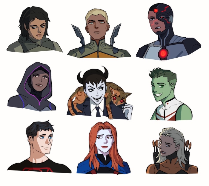 Young Justice characters portraits