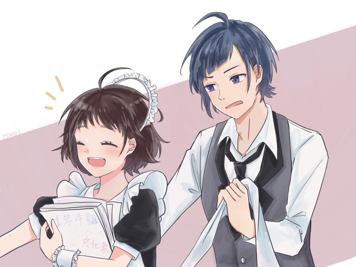 Hiyori Suzumi and Yujiro Someya from To Become A Real Heroine!