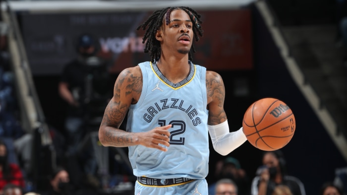 Ja Morant of the Memphis Grizzlies playing basketball