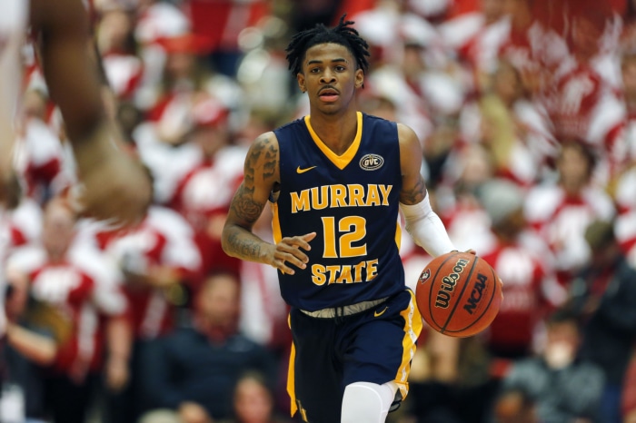 Ja Morant playing basketball for Murray State