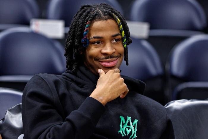Ja Morant wearing a black hoodie