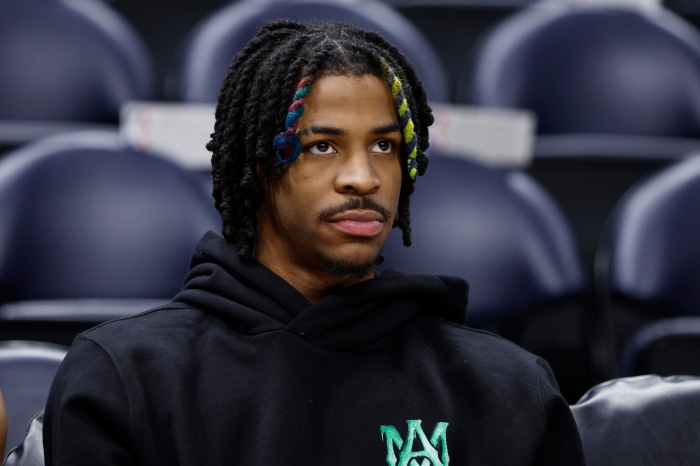 Ja Morant in a black hoodie