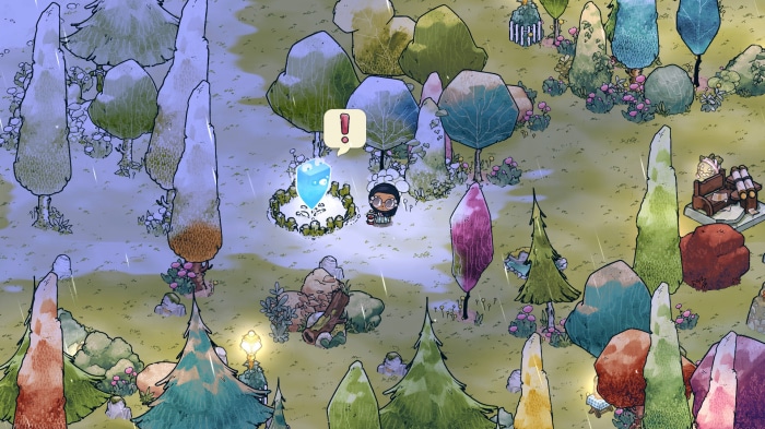 Cozy Grove character near glowing object