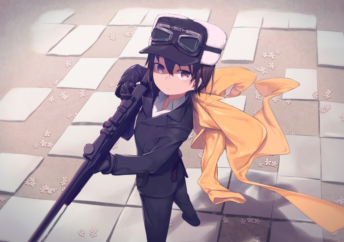 Kino from Kino's Journey with a sniper rifle