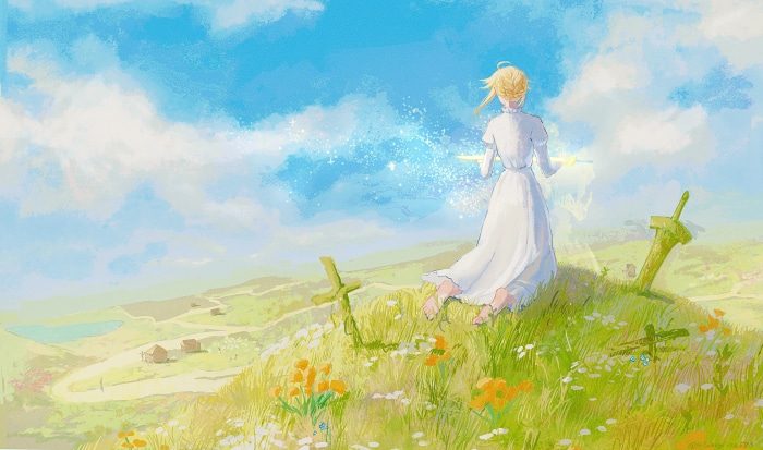 Saber from Fate Series in a Field