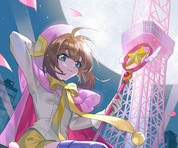 Sakura Kinomoto from Cardcaptor Sakura with a wand