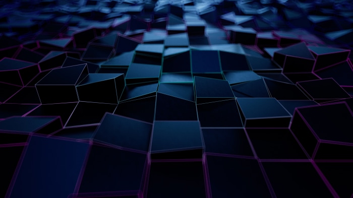 Abstract Cubes with Neon Edges 4K