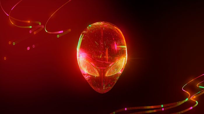 Alienware logo head with abstract lights