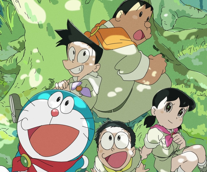 Doraemon and friends in a forest
