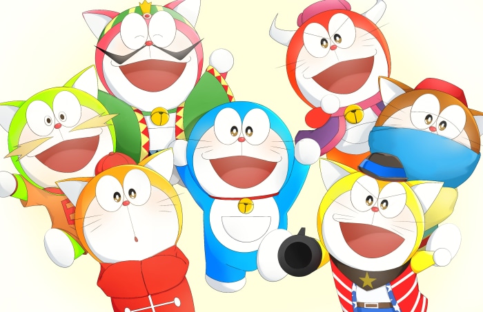 Doraemon characters in various costumes