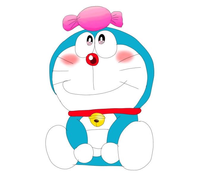 Doraemon with a candy on its head