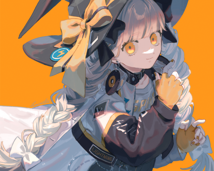 Anime girl with witch hat and lightning motif