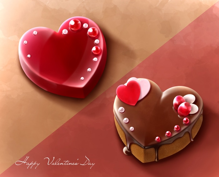 Heart-shaped cakes for Valentine's Day