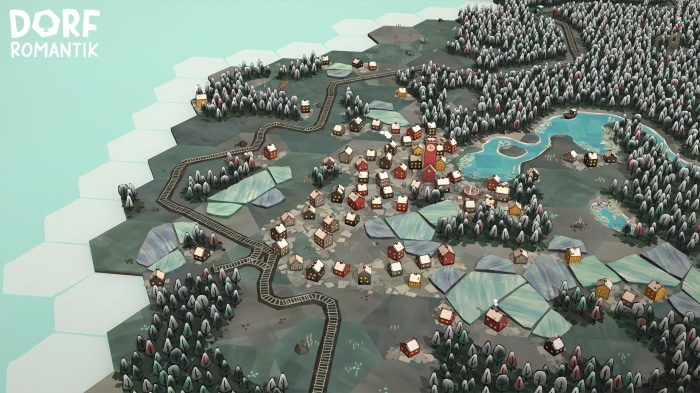 Dorfromantik game map with village and forest