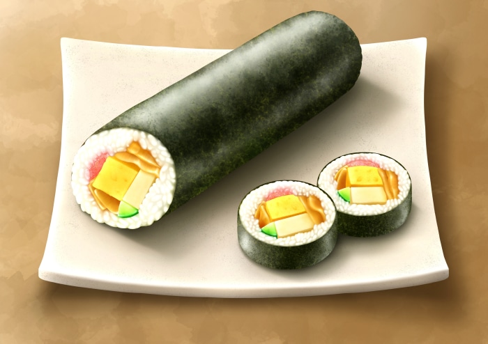 Sushi roll on a plate