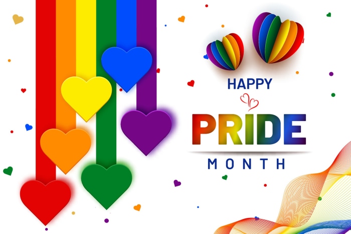 Happy Pride Month Rainbow Hearts