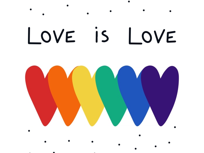 Love is Love rainbow hearts