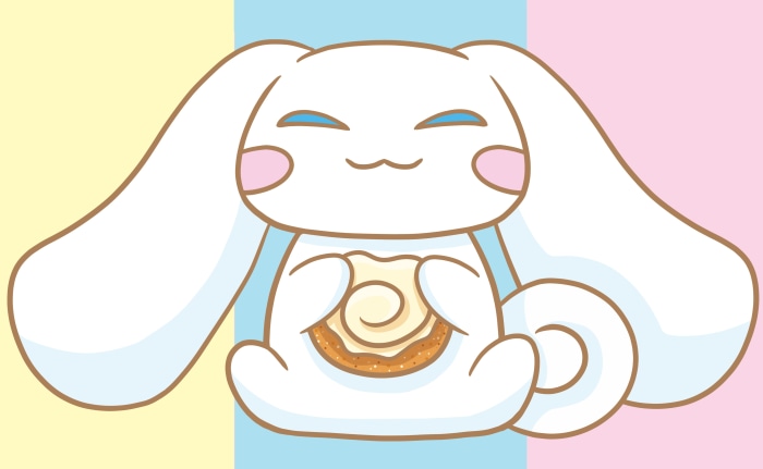 Cinnamoroll holding a cinnamon roll