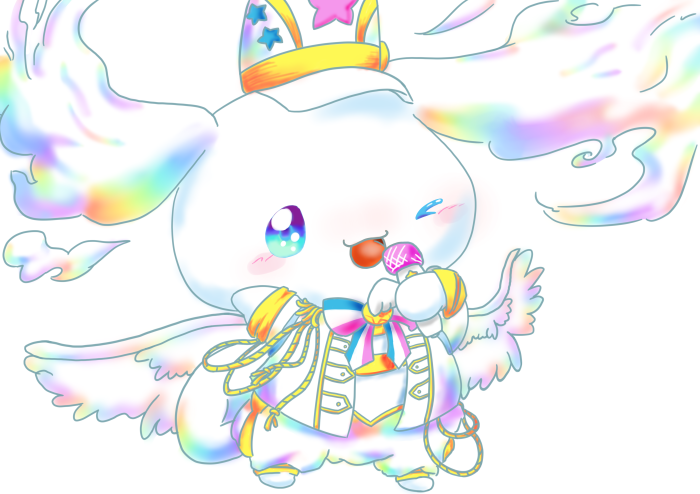 Cinnamoroll singing with a microphone