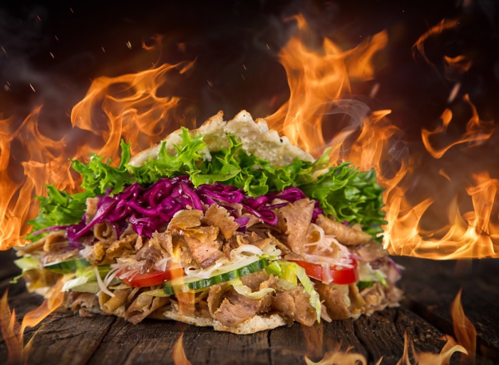 Doner Kebab with Flames