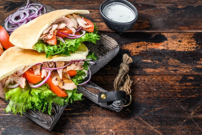 Doner Kebab with Salad and Sauce