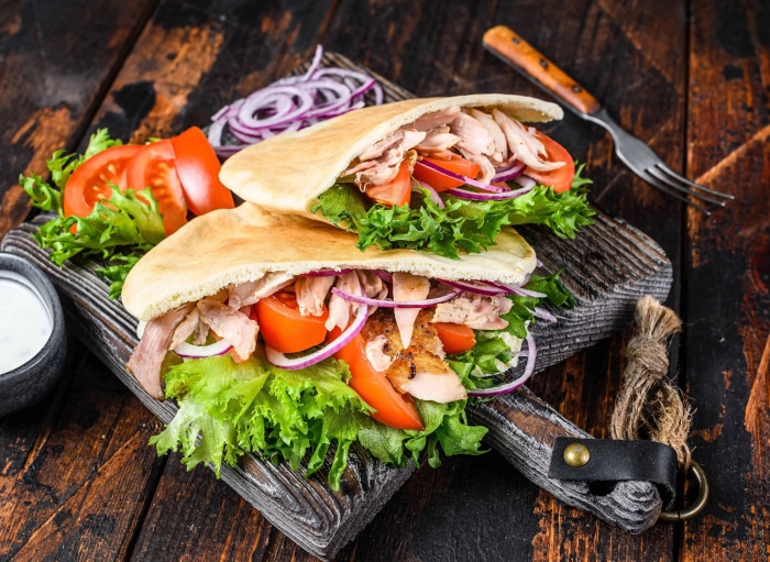 Doner Kebab with Salad and Sauce
