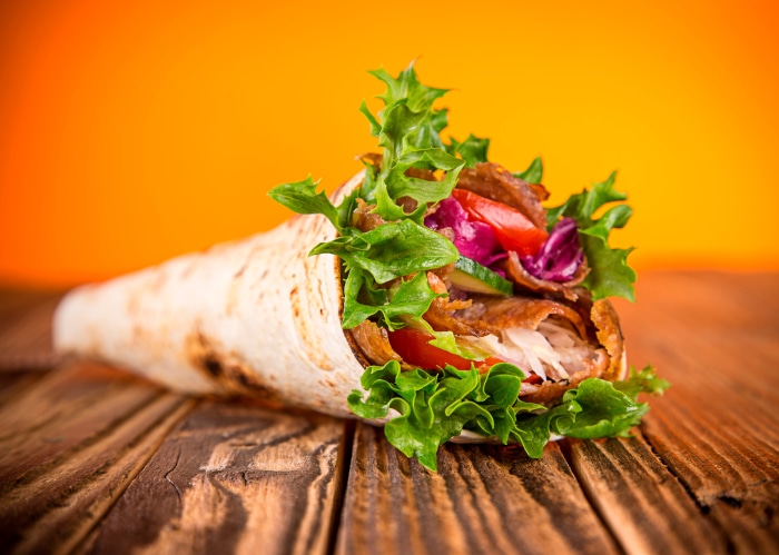 Doner Kebab with Fresh Vegetables in 4K