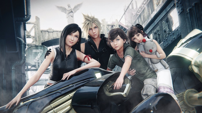 Cloud, Tifa, Denzel, and Marlene from Final Fantasy VII Remake 4K