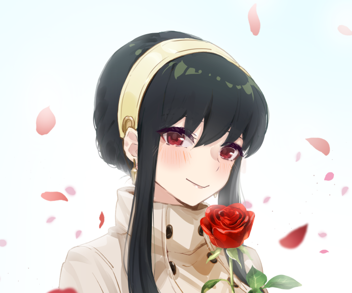 Yor Forger from Spy X Family holding a rose