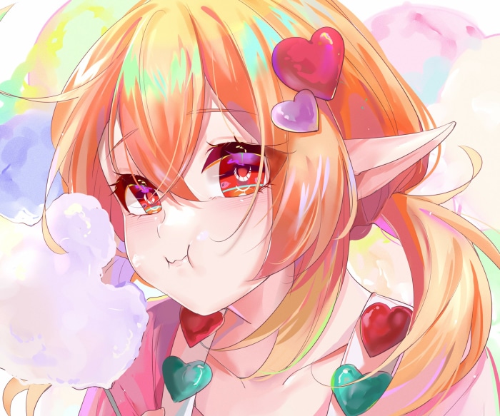 Klee from Genshin Impact eating cotton candy