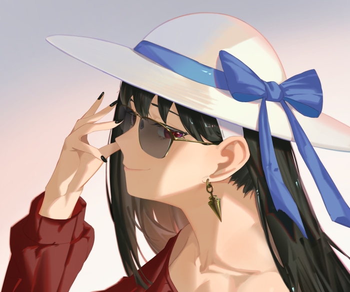Yor Forger from Spy X Family wearing a hat and sunglasses