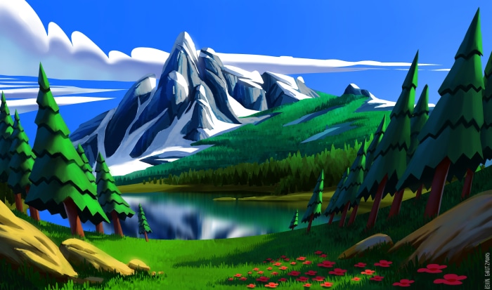 Artistic Mountain Landscape in